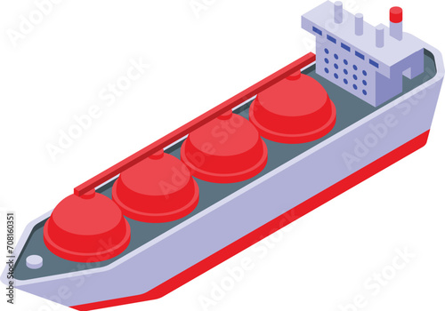 Logistic gas carrier ship icon isometric vector. Container cargo. Rail shipment