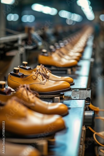 Shoe making line in factory