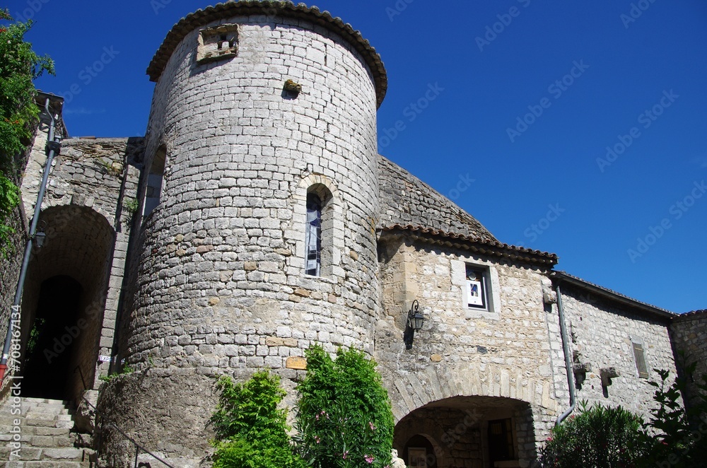 The medieval village of Balazuc in Ardeche in the south east of France, in Europe