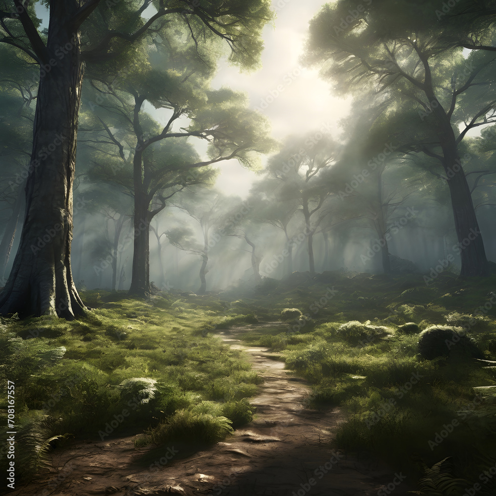 Obraz premium morning in the forest generative ai