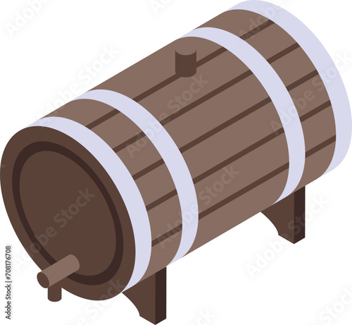 Wood barrel apple cider icon isometric vector. Press food. Cooking brew