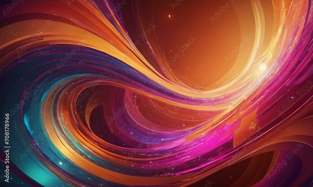 High-quality, non-blurry abstract digital background illustration featuring dynamic swirls of vibrant colors and futuristic elements