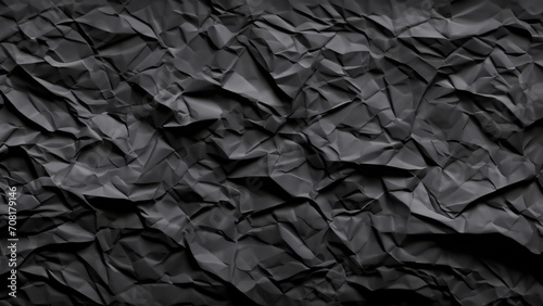 Wrinkled black paper texture - Generative AI