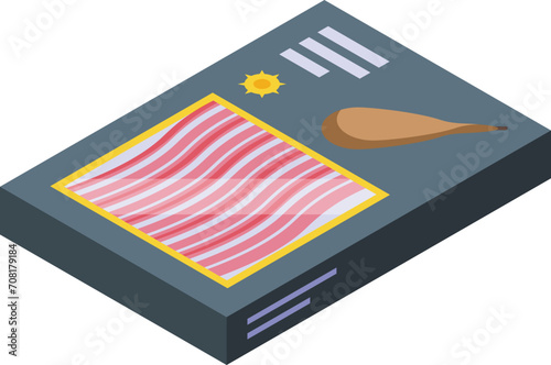 Jamon slices pack icon isometric vector. Cuisine bacon. Meat prosciutto