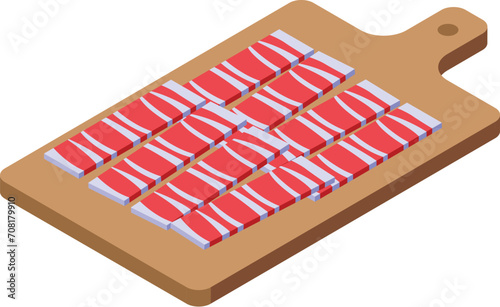 Meat slices board icon isometric vector. Leg gourmet. Slice animal pork