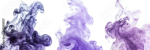 different shades of purple smoke blowing onto a white background 