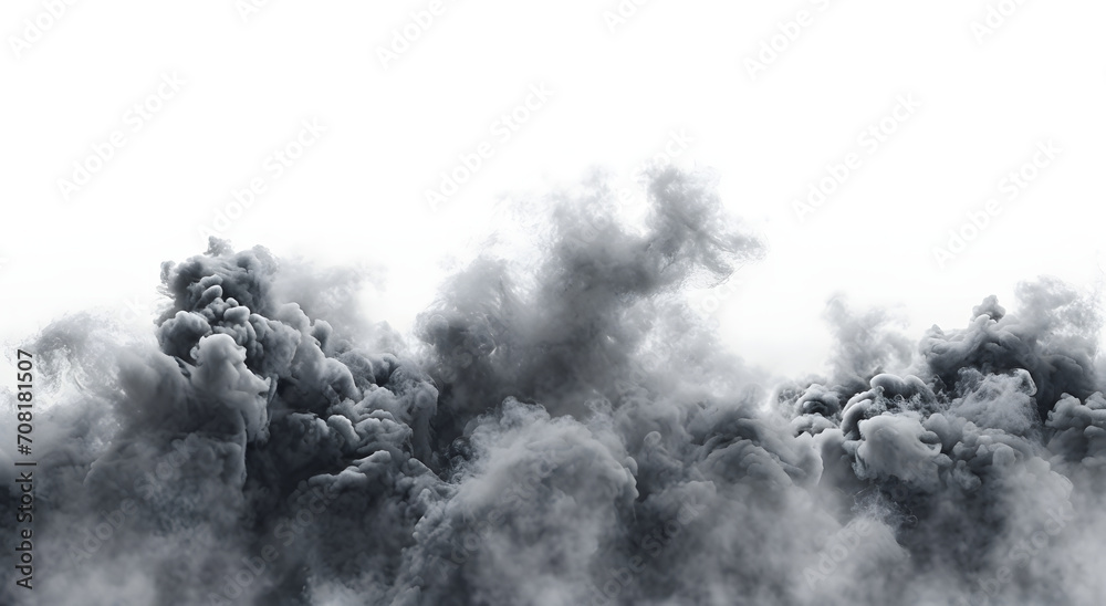 Fototapeta premium black smoke in the air on white background 