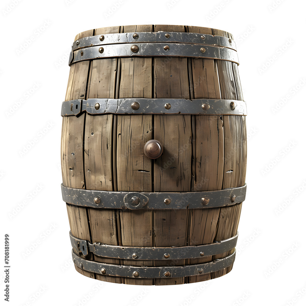 Obraz premium old wooden barrel isolated on white