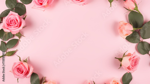 Pink rose flower composition background  decorative flower background pattern  floral border background