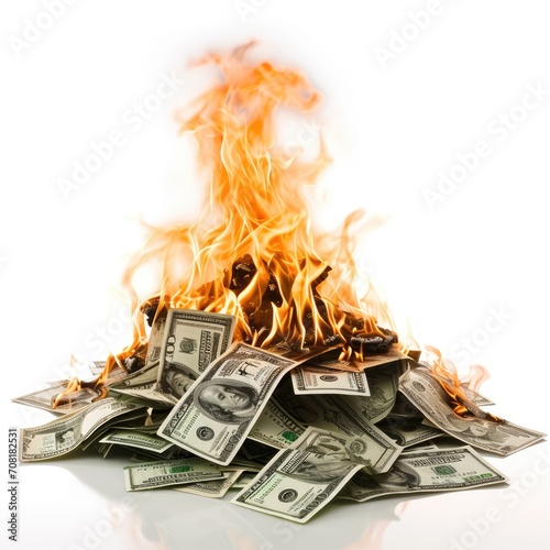 Pile of burning money, AI generated Image