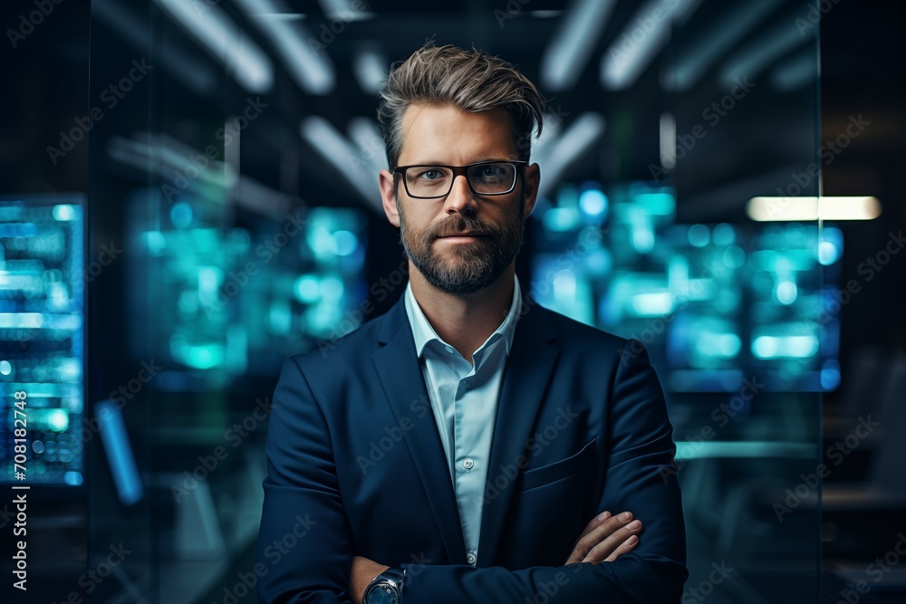 Male IT specialist in server room Male IT specialist in server room