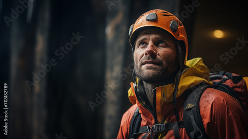 Male Rock Climber with Climbing Gear