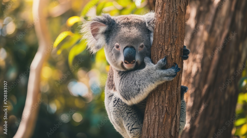 Fototapeta premium Koala on a tree, AI generated Image