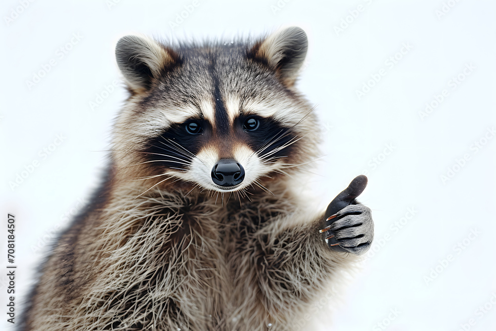 close up of a raccoon gives thumbs up
close up of a raccoon gives thumbs up