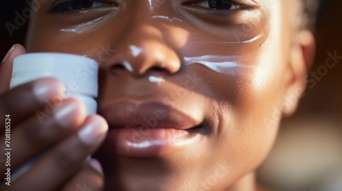 Closeup of a person with dry skin layering on multiple moisturizing products for maximum hydration.
