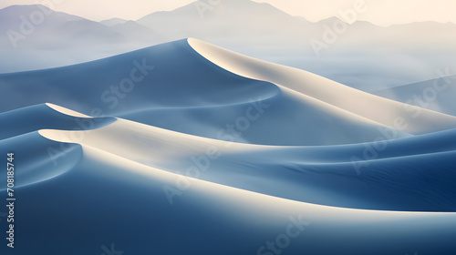 landscape of gray sand dunes in the desert 