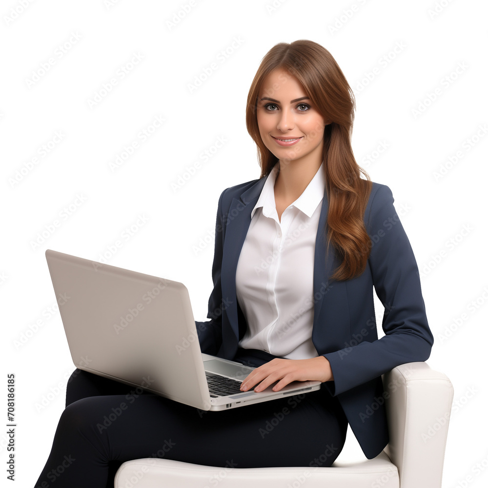 Woman Sitting Using a Laptop Isolated on Transparent Background
Woman Sitting Using a Laptop Isolated on Transparent Background