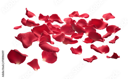 Red Rose Petals on Floor Isolated on Transparent Background