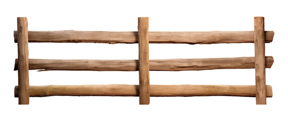 Ranch Wooden Fence Isolated on Transparent Background
