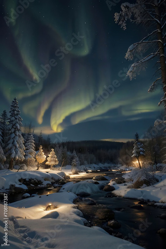 Frosty Aurora Marvel at the unique beauty of A winter landscape with the northern lights © Luiz ASJ