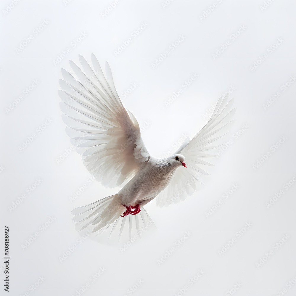 Obraz premium white dove flying isolated on white background 