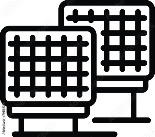 Solar panel field icon outline vector. Data smart future. Societal energy