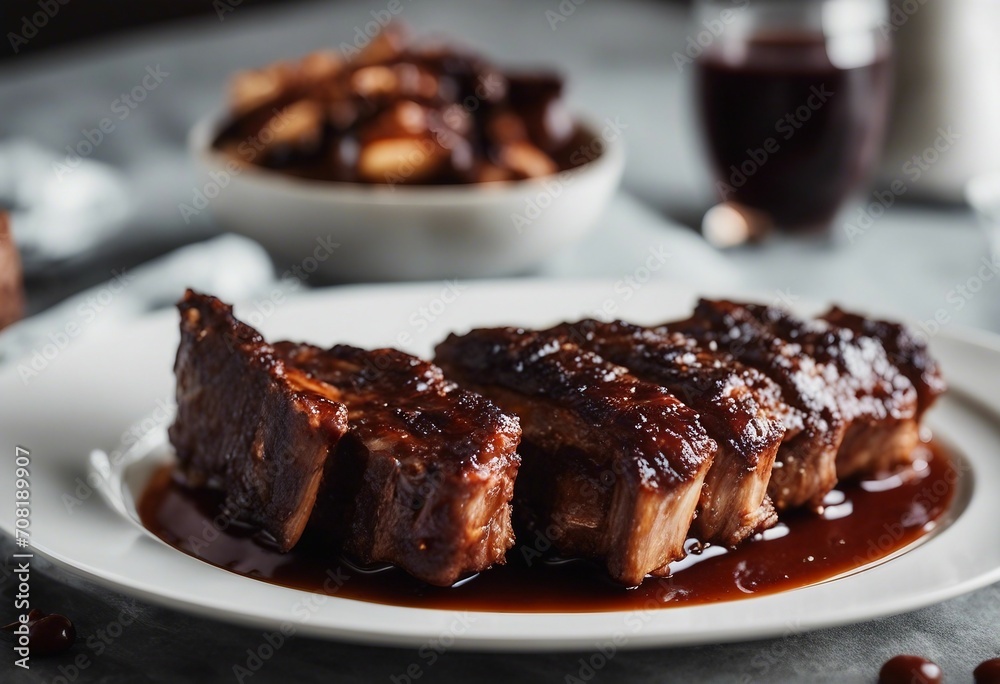 Grilled and smoked ribs with barbeque sauce Grilled and smoked ribs with barbeque sauce