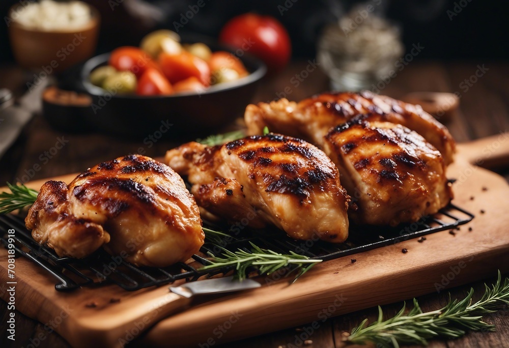 Grilled chicken on a cutting board