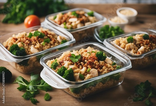 Healthy meal prep containers with quinoa and chicken © ArtisticLens