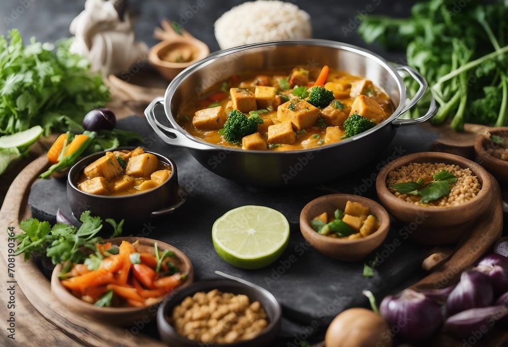 Vegan curry with tofu and vegetables Vegan curry with tofu and vegetables