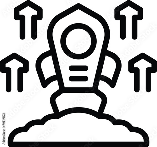 Startup rocket business icon outline vector. City economy society. Smart data future