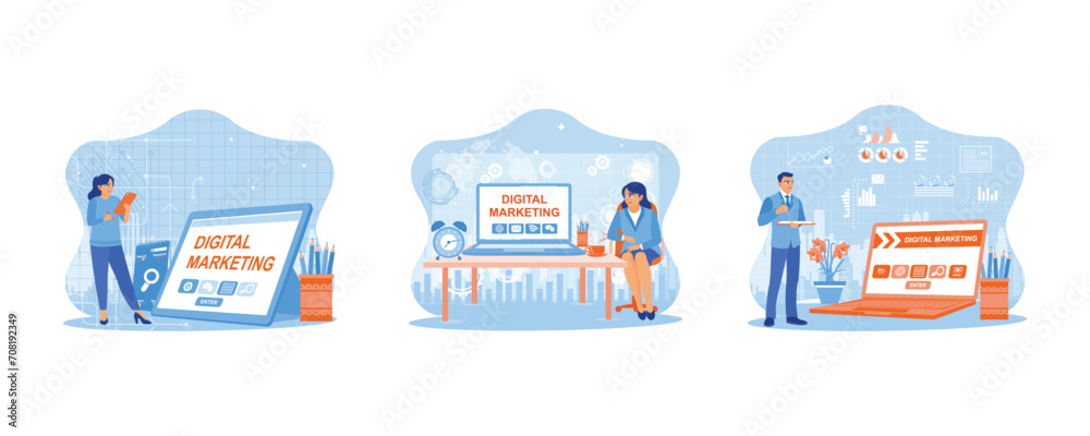woman creates a marketing concept on the tablet screen. Businesswoman is sitting on a chair next to the table. Businessman with tablet and laptop creating marketing concept. woman creates a marketing concept on the tablet screen. Businesswoman is sitting on a chair next to the table. Businessman with tablet and laptop creating marketing concept.