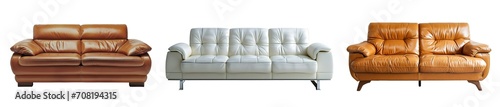 Contemporary modern leather sofas over isolated transparent background