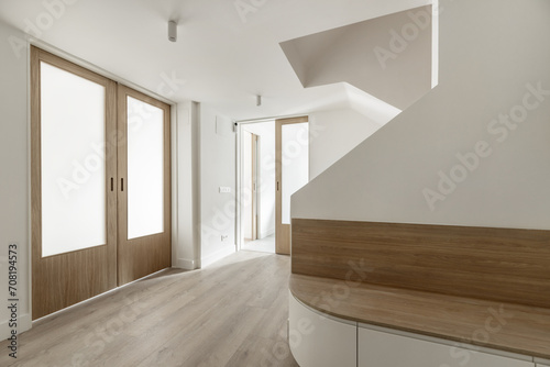 Hall area of a house with smooth white painted walls