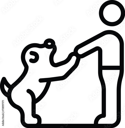 Dog man exercise icon outline vector. Dog school arena. Education play