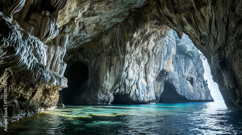 The magnificent and majestic caves of Diros in Greece. AI Generative, photo
