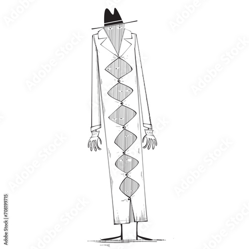 Long coated man with eyes