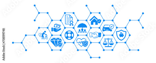 insurance coverage concept vector illustration with icons and white background