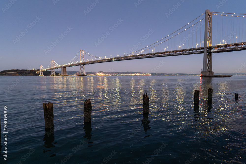 Sunset View of the San Francisco Bay Bridge from the Piers