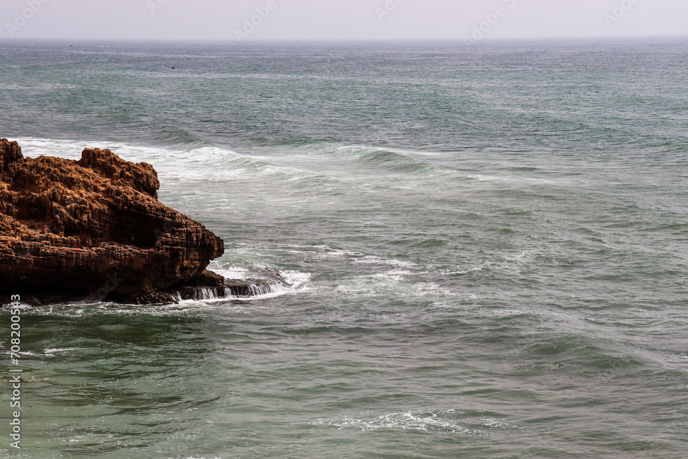 Beautiful natural view of seascape. Moroccan natural view of the sea, sky, rocks and waves. Moroccan atlantic coast. Beautiful natural view of seascape. Moroccan natural view of the sea, sky, rocks and waves. Moroccan atlantic coast.
