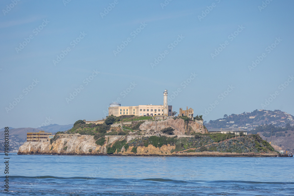 View of Alcatraz prison and island from Fisherman's Wharf