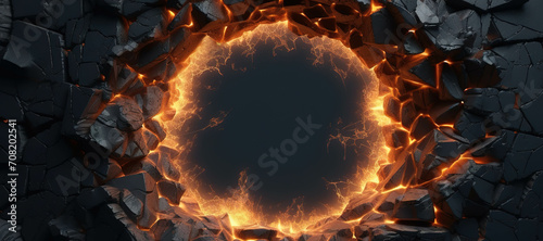 fire stone wall hole crust, rock, flame, burn 18
