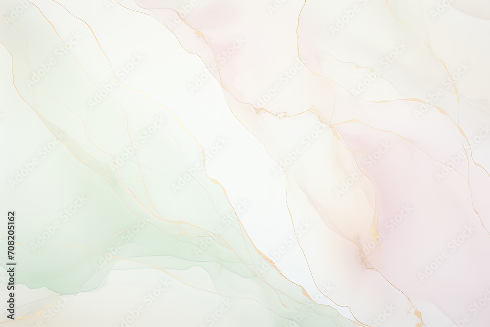 abstract floral waves green blue pink gold colors painting wallpaper 