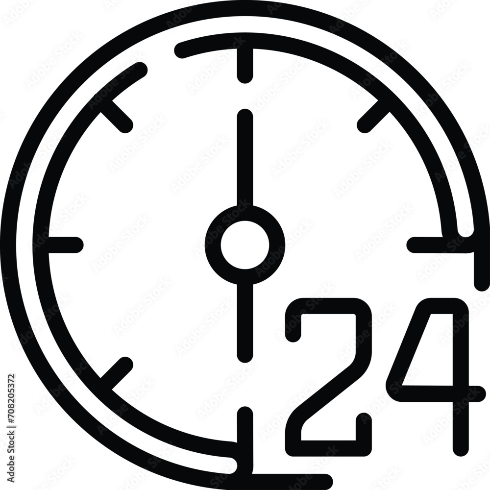 24 hour working hypermarket icon outline vector. Family market. Interior sack 24 hour working hypermarket icon outline vector. Family market. Interior sack