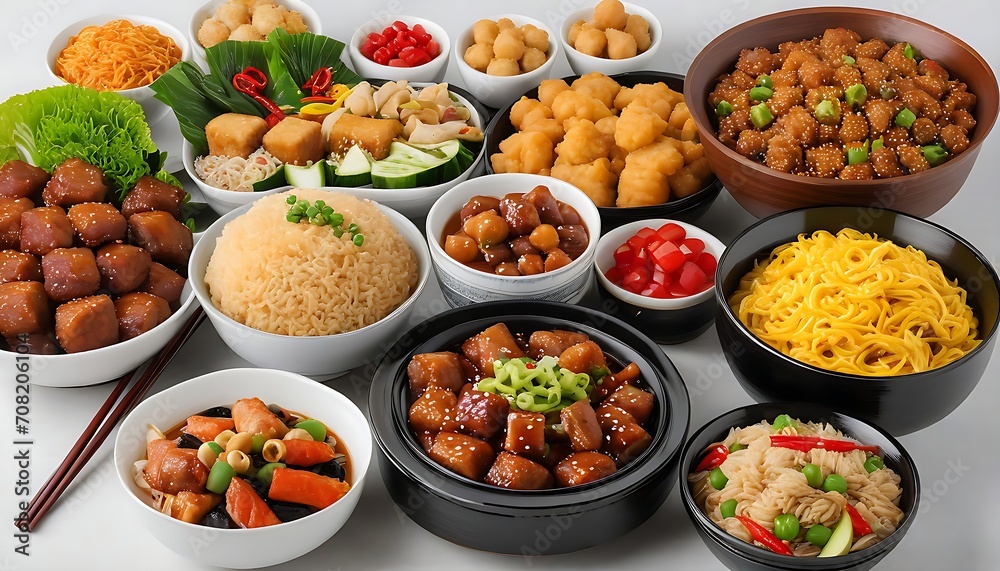 Assorted Chinese food
