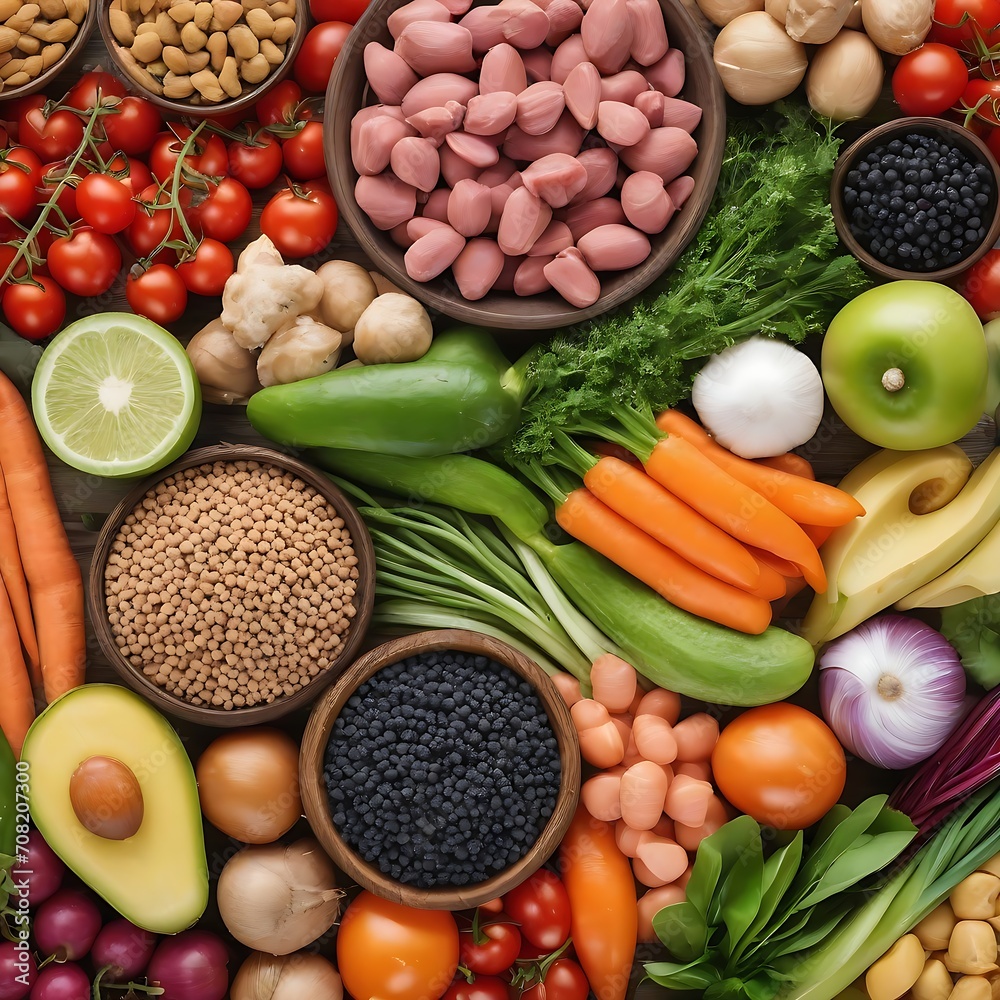 Panorama of healthy fresh ingredients for pet food Panorama of healthy fresh ingredients for pet food