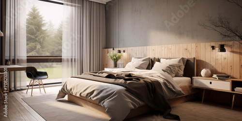 scandinavian bedroom interior photo