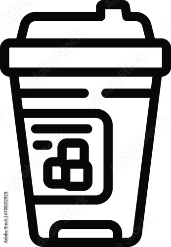 Milk cold coffee icon outline vector. Drink latte. Straw cream