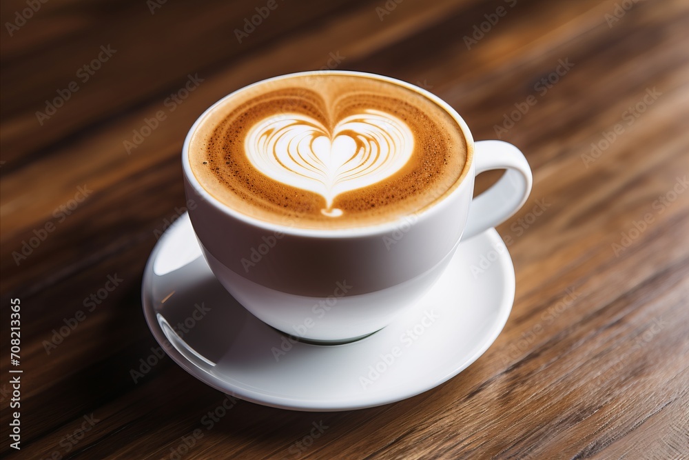 Romantic cup of latte coffee with heart shaped art on foam, top view on love background Romantic cup of latte coffee with heart shaped art on foam, top view on love background