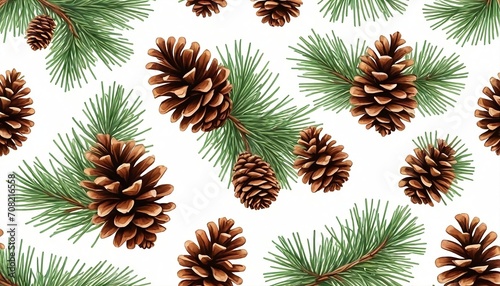 Pine cones and fir branches vector graphic illustration. Isolated fir branches and cones. Pine cone, tree branch sketch design. Decorative nature elements, christmas holidays graphic design photo
